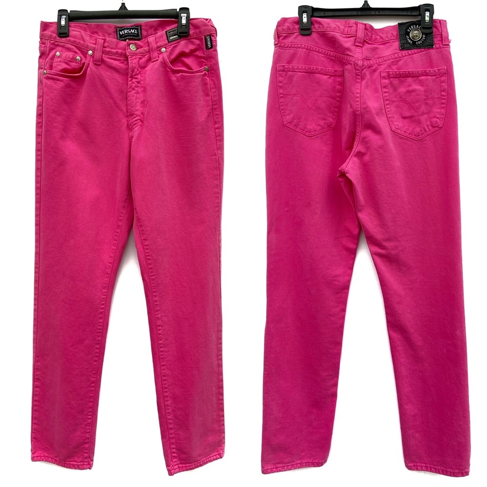 Vintage Versace Jeans Couture Bubblegum Pink High Waisted Jeans Womens Size 34
